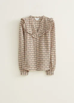 New Cotton Club Blouse met structuur middenblauw