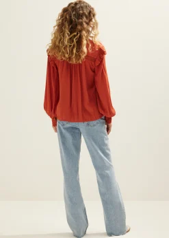 Best Cotton Club Blouse met tape details brique