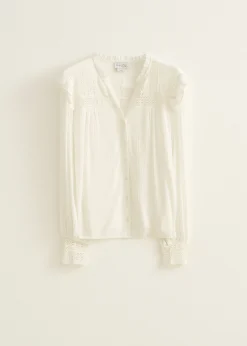 Clearance Cotton Club Blouse met tape details wit,off-white