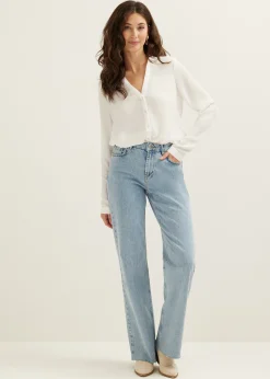 Online Cotton Club Blouse structuur Basic wit,off-white