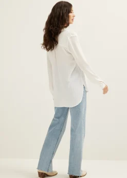 Online Cotton Club Blouse structuur Basic wit,off-white