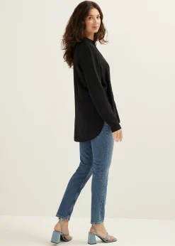 Outlet Cotton Club Blouse structuur Basic zwart