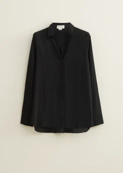 Outlet Cotton Club Blouse structuur Basic zwart