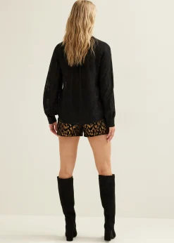 Online Cotton Club Blouse van chiffon zwart