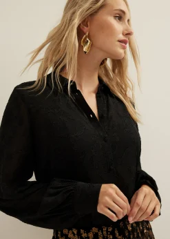 Online Cotton Club Blouse van chiffon zwart