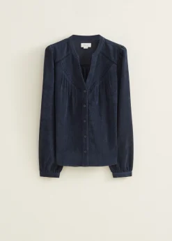 Best Cotton Club Blouse van corduroy donkerblauw