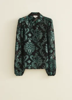 Clearance Cotton Club Blouse van mesh donkeraqua