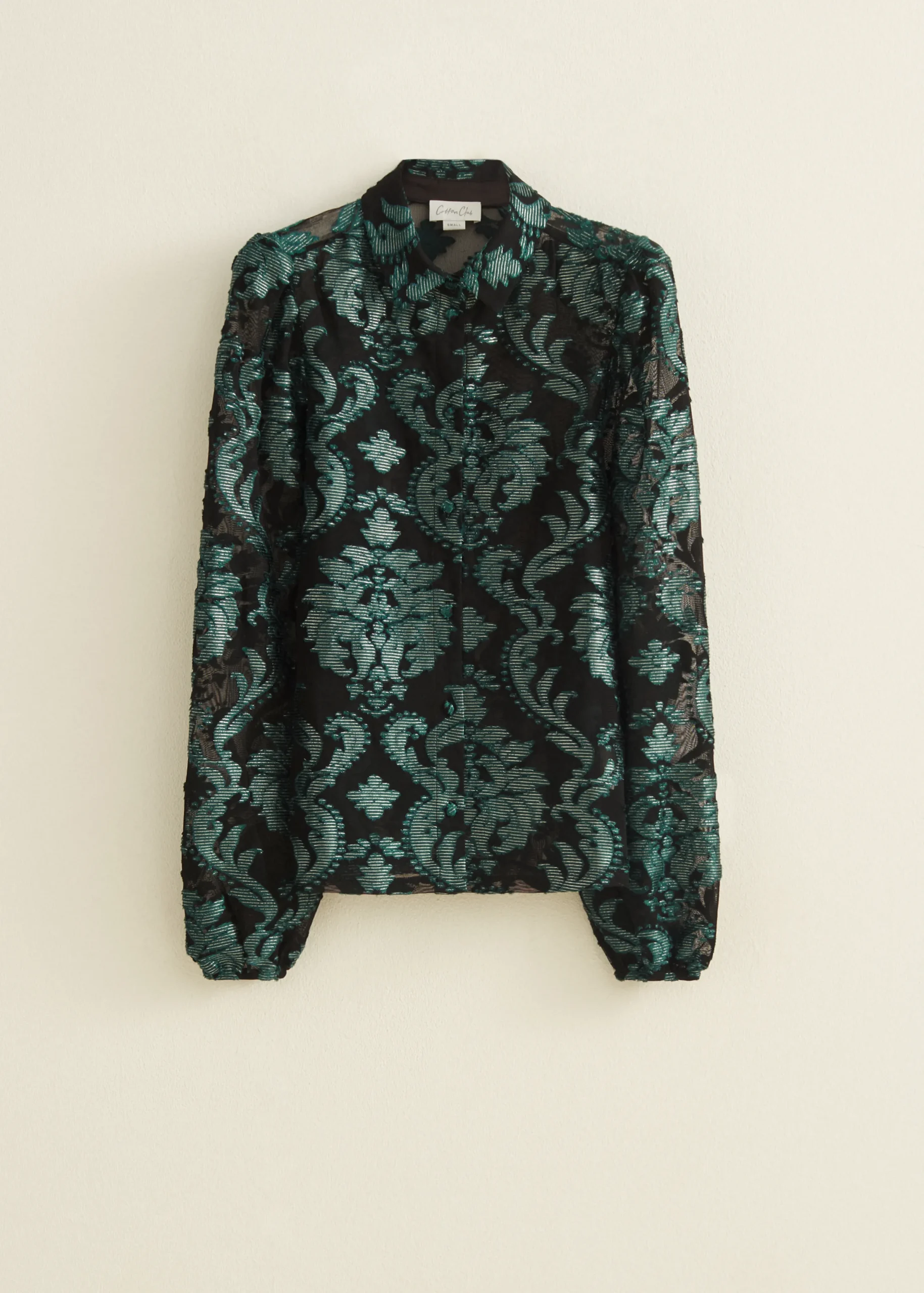 Clearance Cotton Club Blouse van mesh donkeraqua