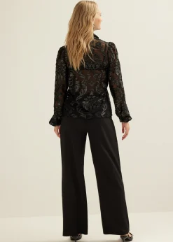 Hot Cotton Club Blouse van mesh zwart