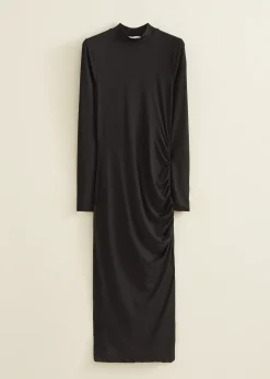 Best Cotton Club Bodycon jurk gerimpelde details zwart