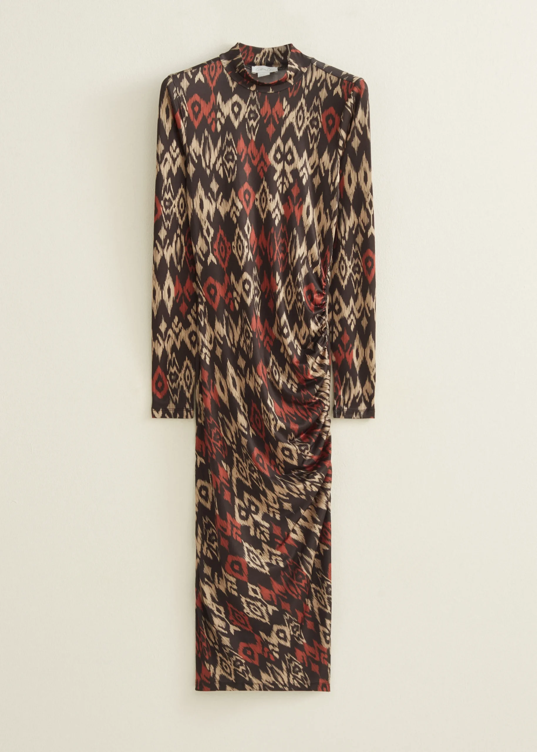 New Cotton Club Bodycon jurk met print middenbruin