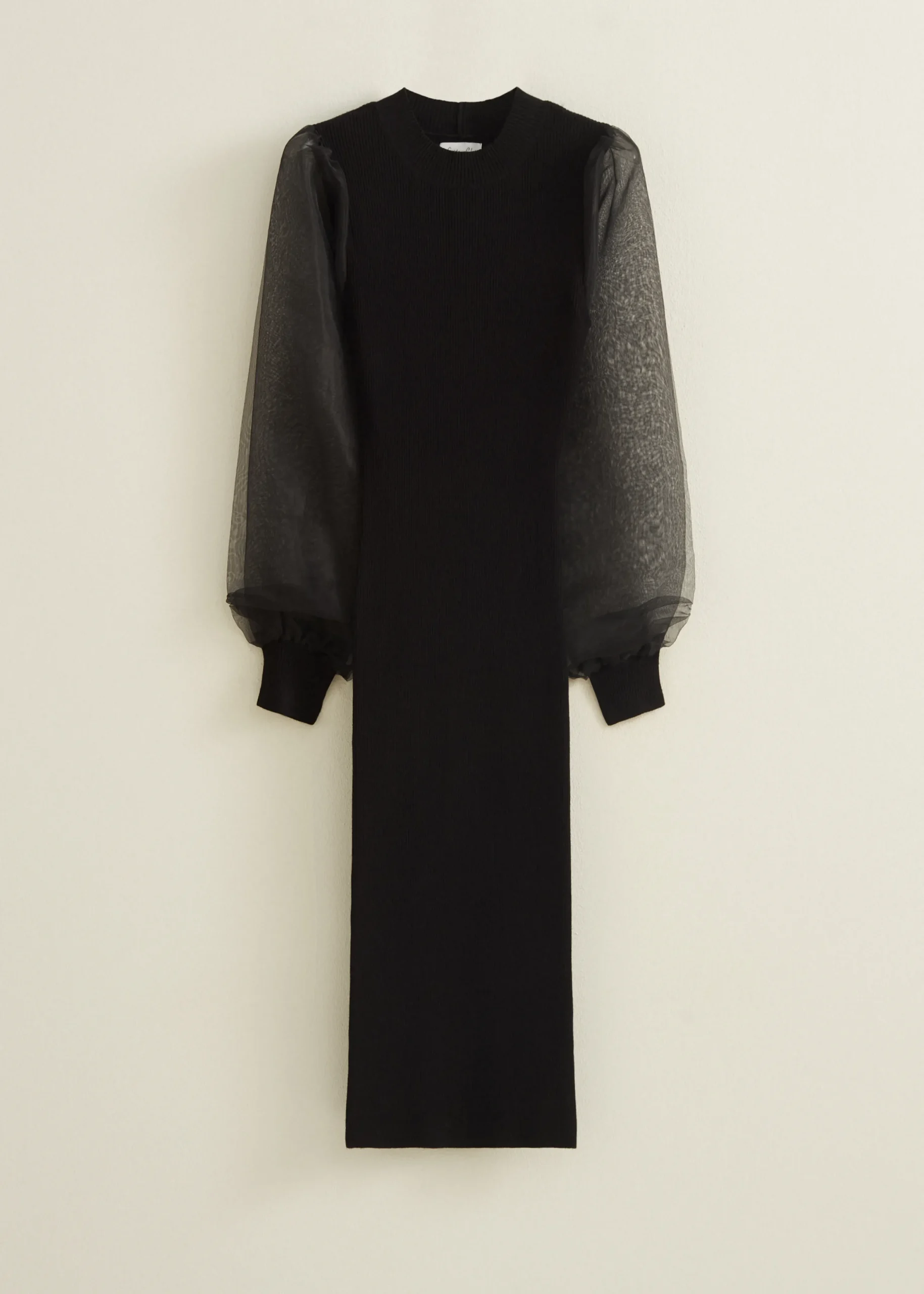 Sale Cotton Club Bodycon jurk met sheer mouwen zwart