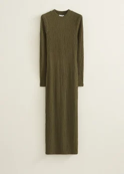 Best Cotton Club Bodycon jurk met structuur groen,denne