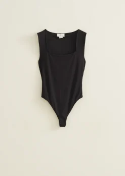 Sale Cotton Club Body met vierkante halslijn zwart