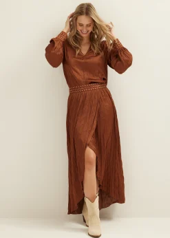 Best Cotton Club Boho top met studs cognac