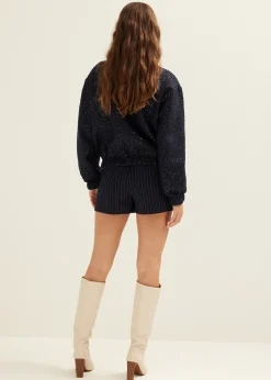 Fashion Cotton Club Bomberjack met pailletten indigo