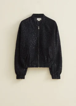 Fashion Cotton Club Bomberjack met pailletten indigo
