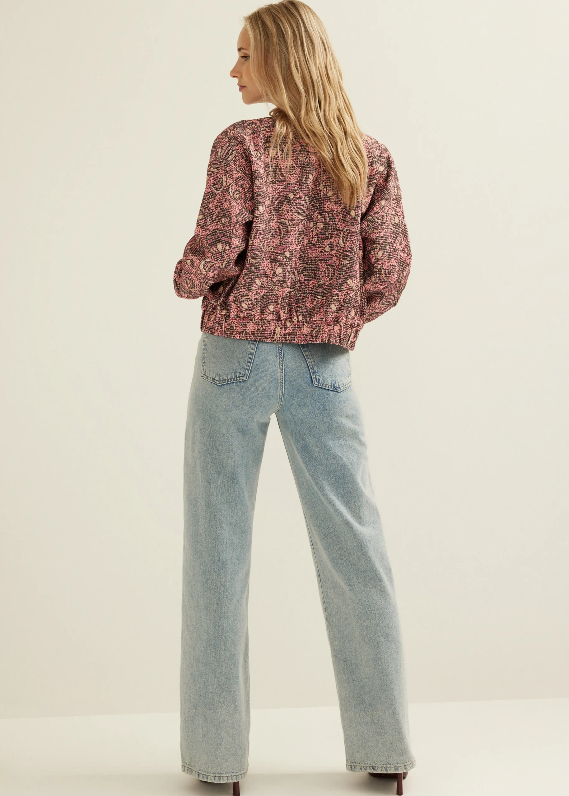 Online Cotton Club Bomberjack met print bordeaux,licht