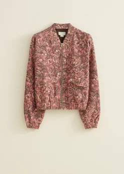 Online Cotton Club Bomberjack met print bordeaux,licht