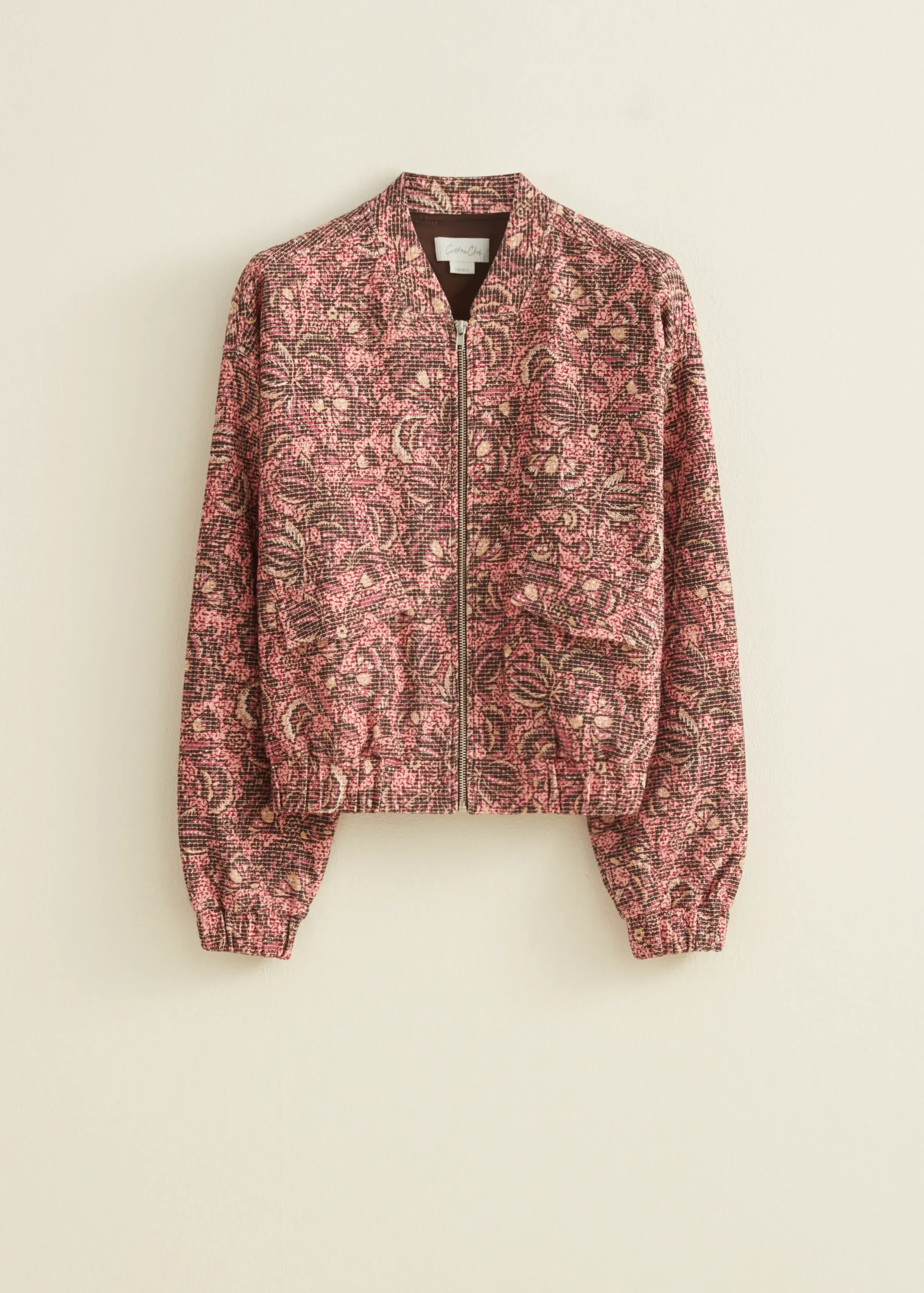 Online Cotton Club Bomberjack met print bordeaux,licht