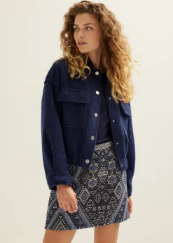Online Cotton Club Bomberjack met wol look indigo