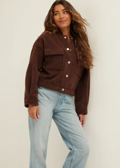 Discount Cotton Club Bomberjack met wol look choco