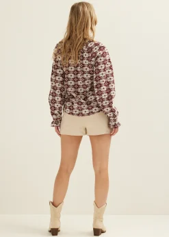Sale Cotton Club Broderie blouse bordeaux
