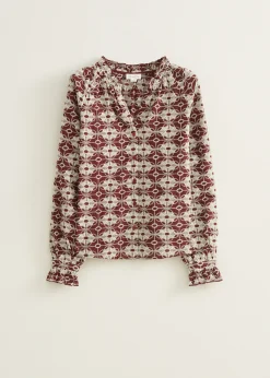 Sale Cotton Club Broderie blouse bordeaux