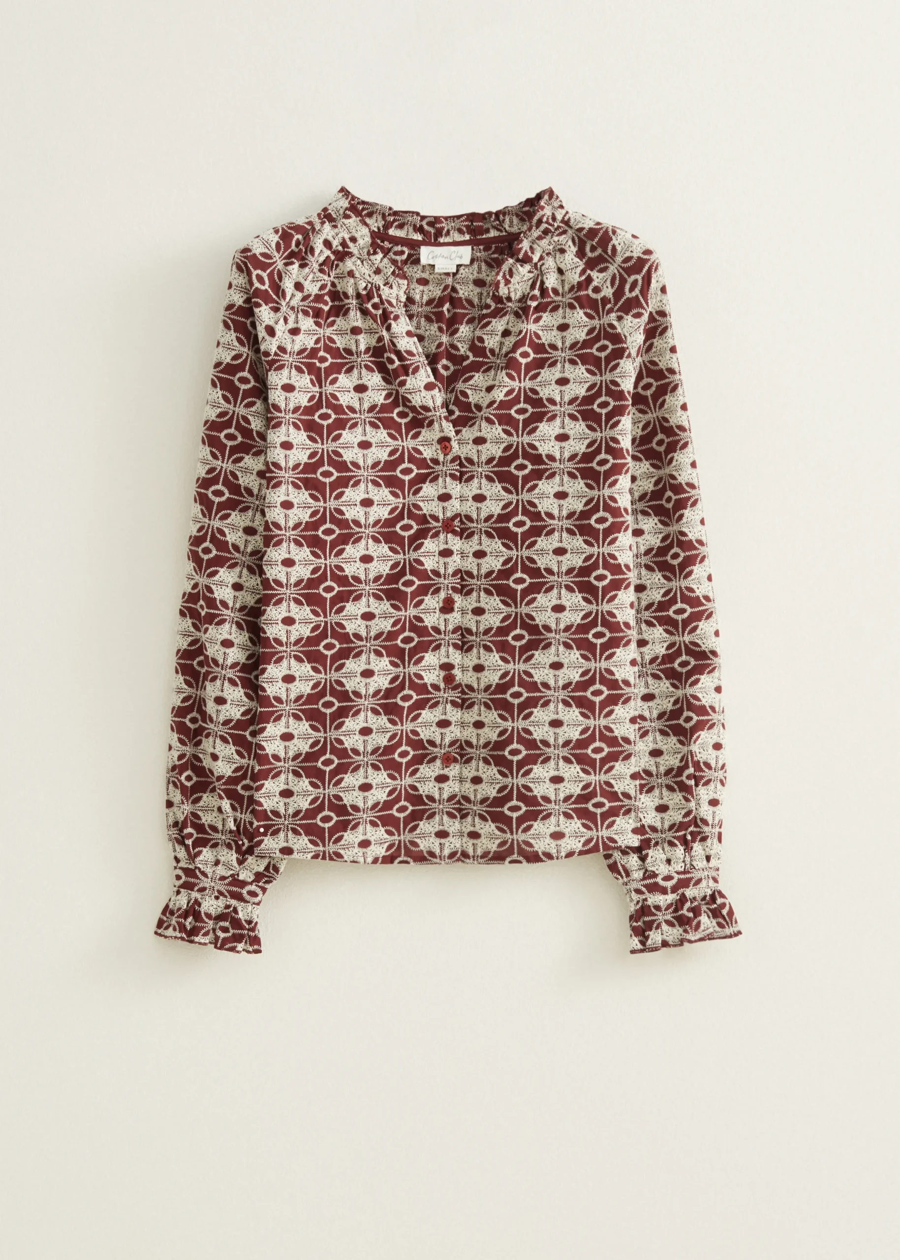 Sale Cotton Club Broderie blouse bordeaux