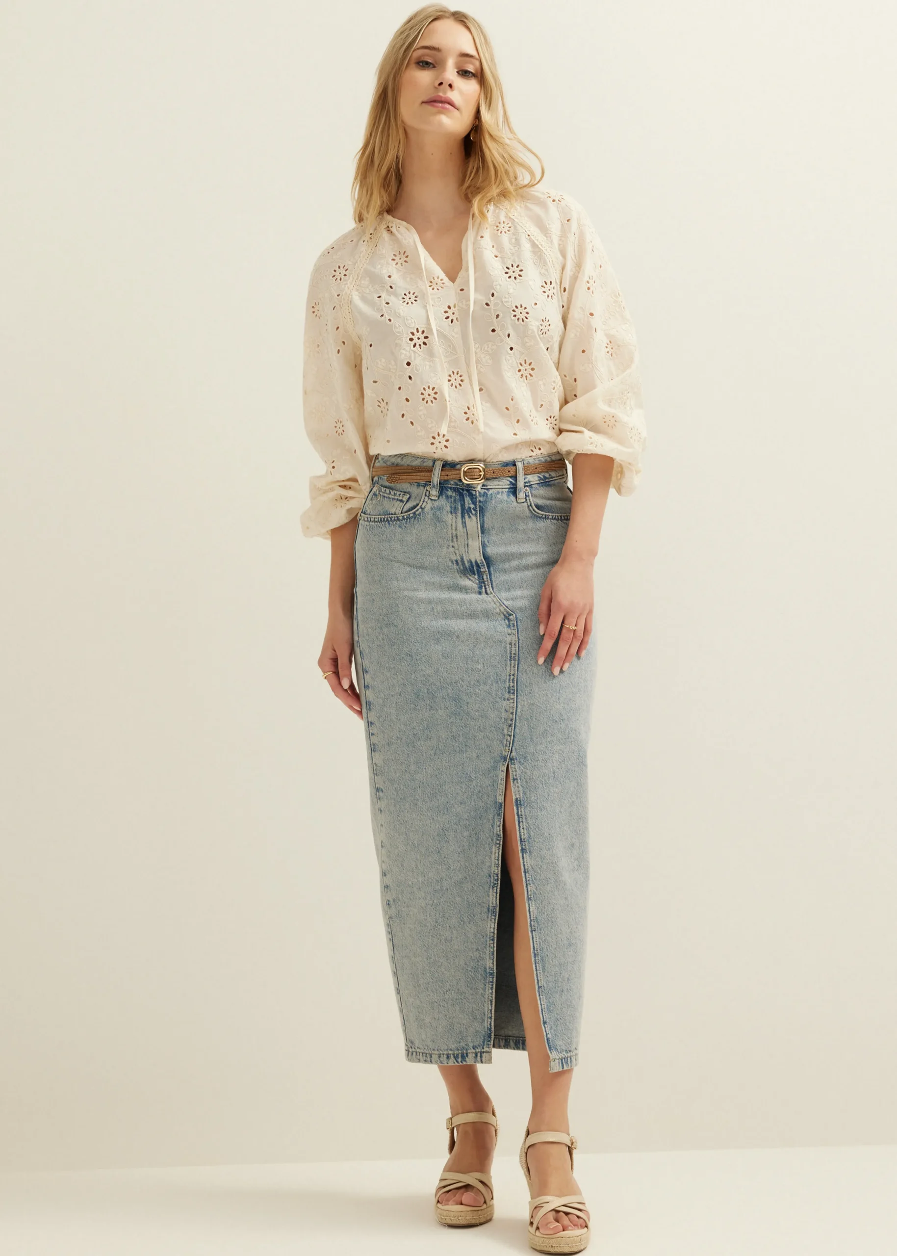 Online Cotton Club Broderie top ecru