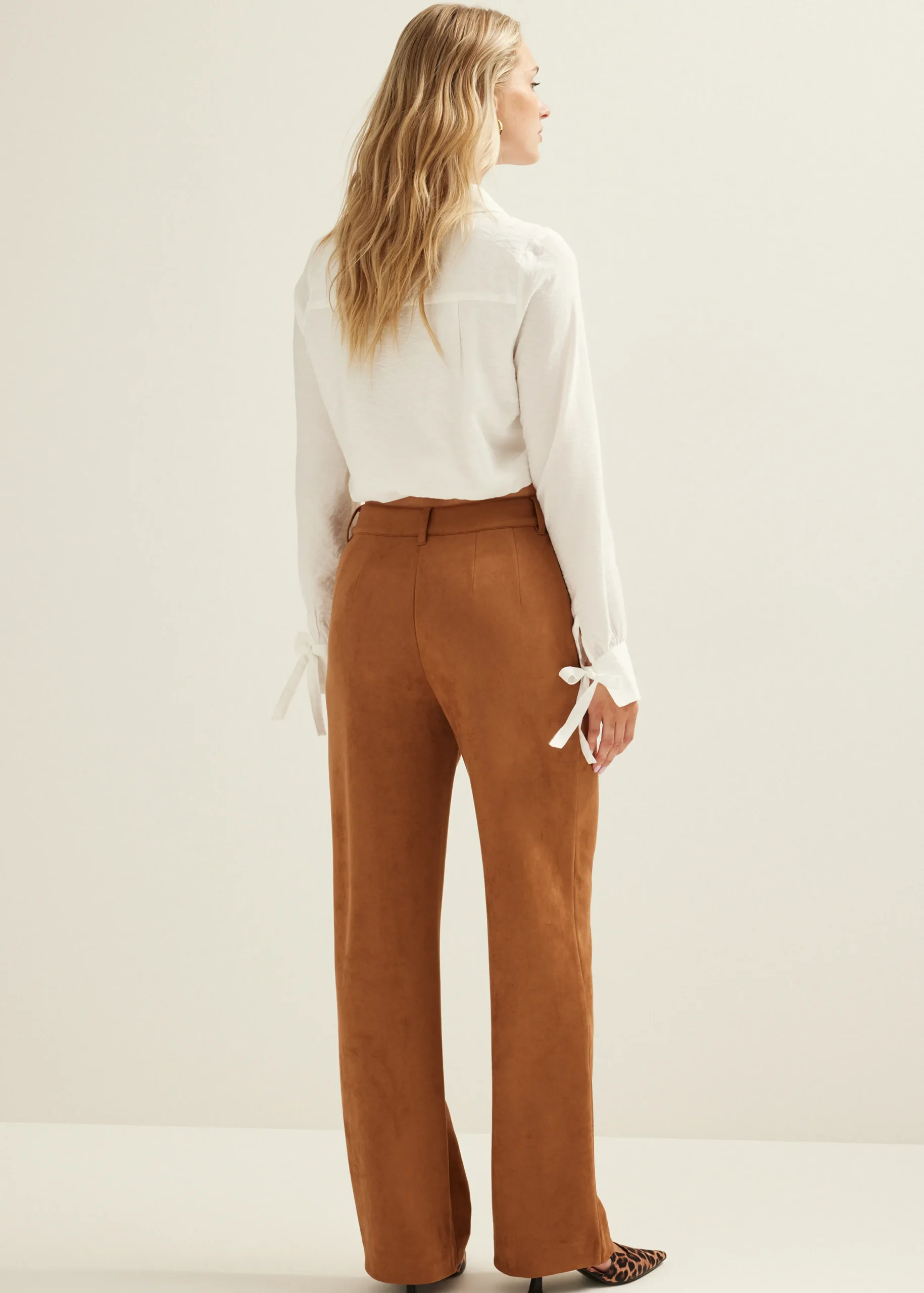 Sale Cotton Club Broek van suedine softmocca