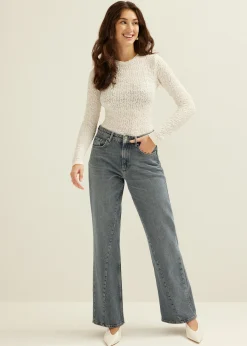 Online Cotton Club Charlie wide leg jeans twist grijsblauw