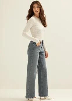 Online Cotton Club Charlie wide leg jeans twist grijsblauw
