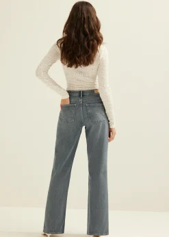 Online Cotton Club Charlie wide leg jeans twist grijsblauw