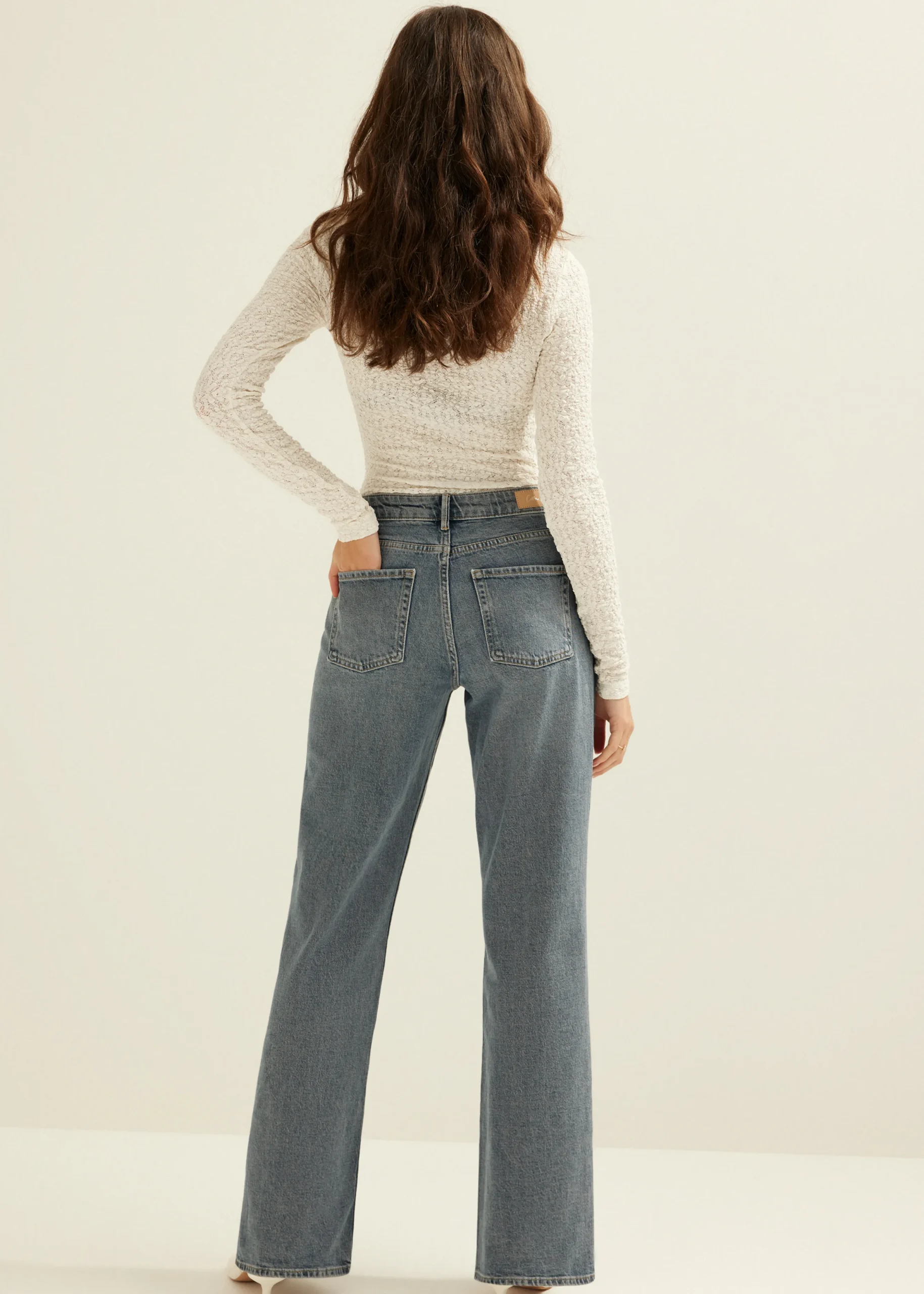 Online Cotton Club Charlie wide leg jeans twist grijsblauw
