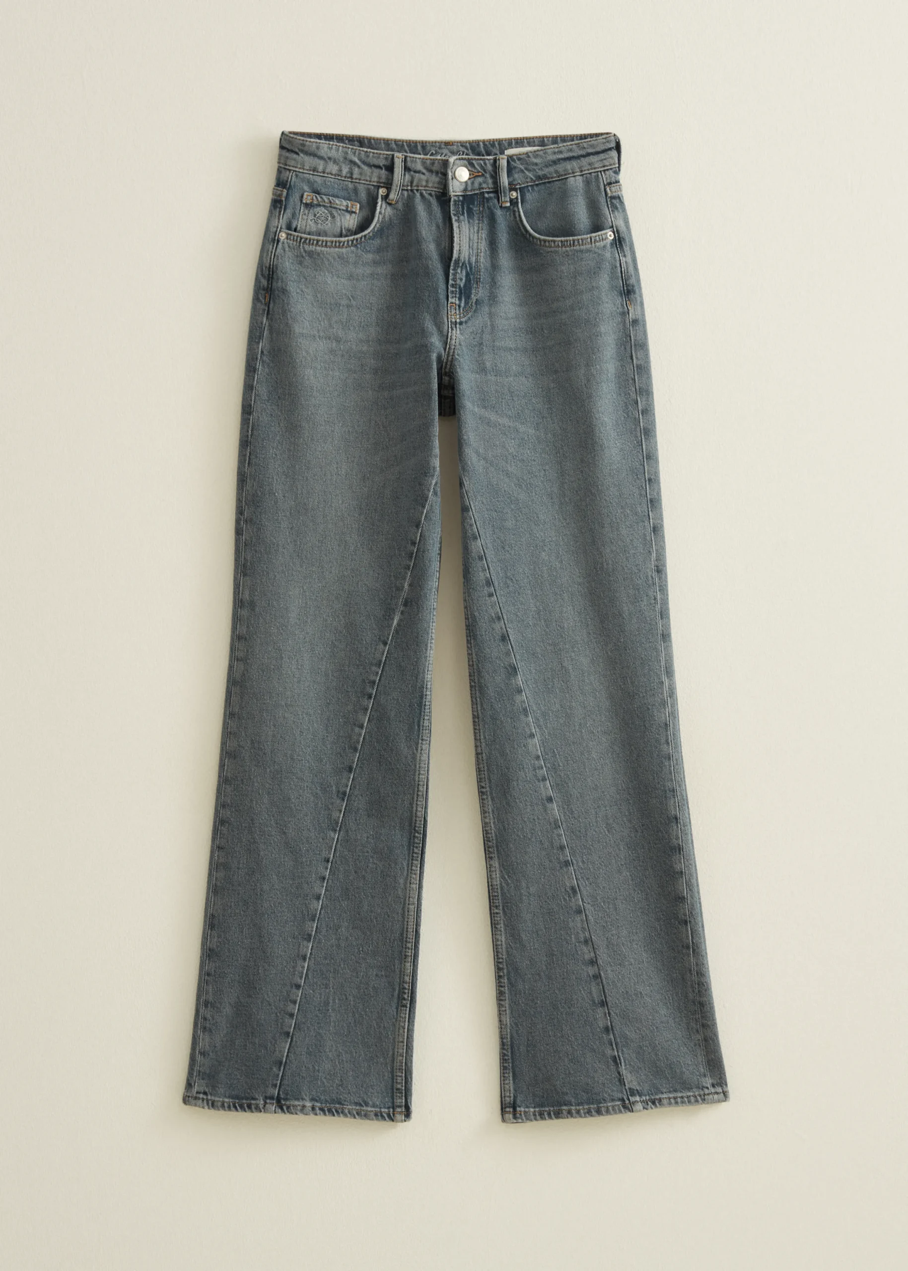 Online Cotton Club Charlie wide leg jeans twist grijsblauw
