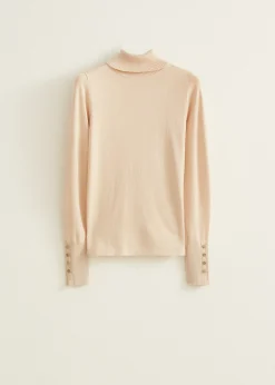 New Cotton Club Col trui met knopen zand