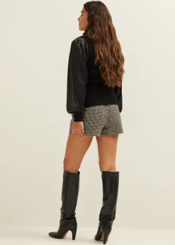 Sale Cotton Club Col trui met satijnen mouw zwart