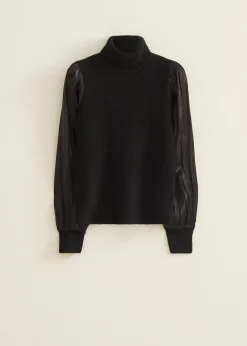 Sale Cotton Club Col trui met satijnen mouw zwart