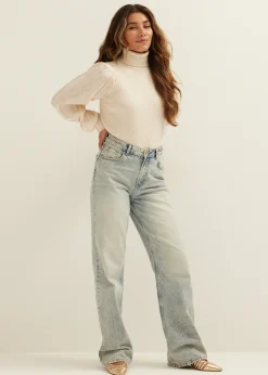 Fashion Cotton Club Col trui met satijnen mouw zandgem&ecirc;leerd