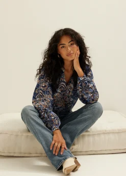 Sale Cotton Club Crochet top met print meerkleurig