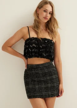 Outlet Cotton Club Crop top met pailletten zwart