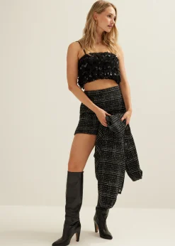 Outlet Cotton Club Crop top met pailletten zwart