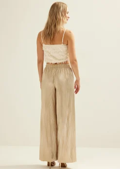 New Cotton Club Crop top met pailletten ecru