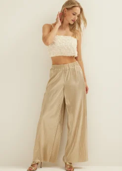 New Cotton Club Crop top met pailletten ecru