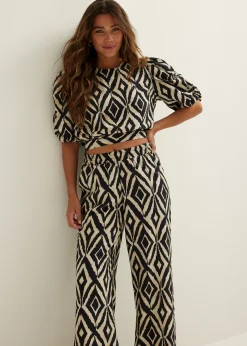 New Cotton Club Crop top met print zwart