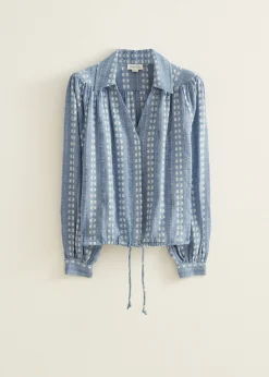 Best Cotton Club Denim blouse jacquard blauw,usedmiddle
