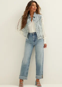 Hot Cotton Club Denim gilet met siernaden blauw,usedmiddle
