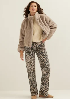 Fashion Cotton Club Faux fur bomberjack grijs