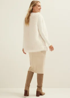 Discount Cotton Club Faux fur gilet lang wit,off-white
